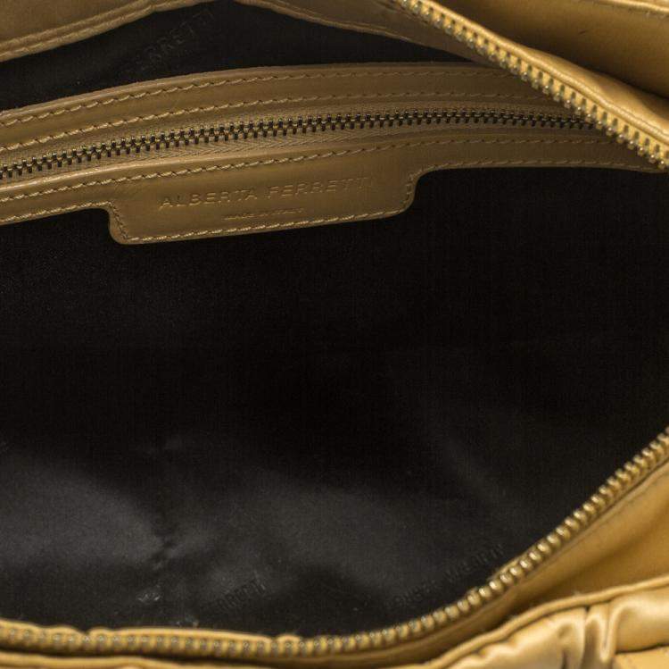 Pre Owned Alberta Ferretti Beige Net and Satin Tote