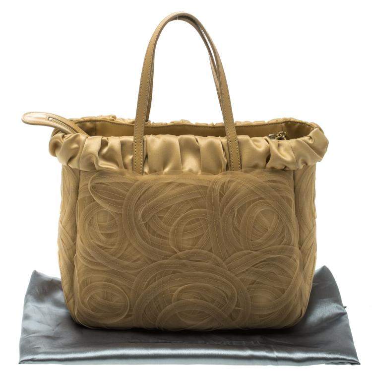 Pre Owned Alberta Ferretti Beige Net and Satin Tote