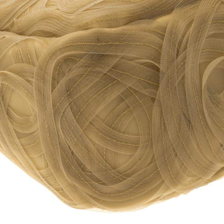 Pre Owned Alberta Ferretti Beige Net and Satin Tote