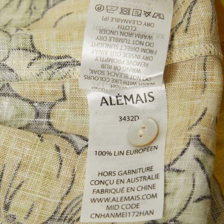 Pre Owned Alemais Yellow Floral Print Linen Gisela Mini Dress S