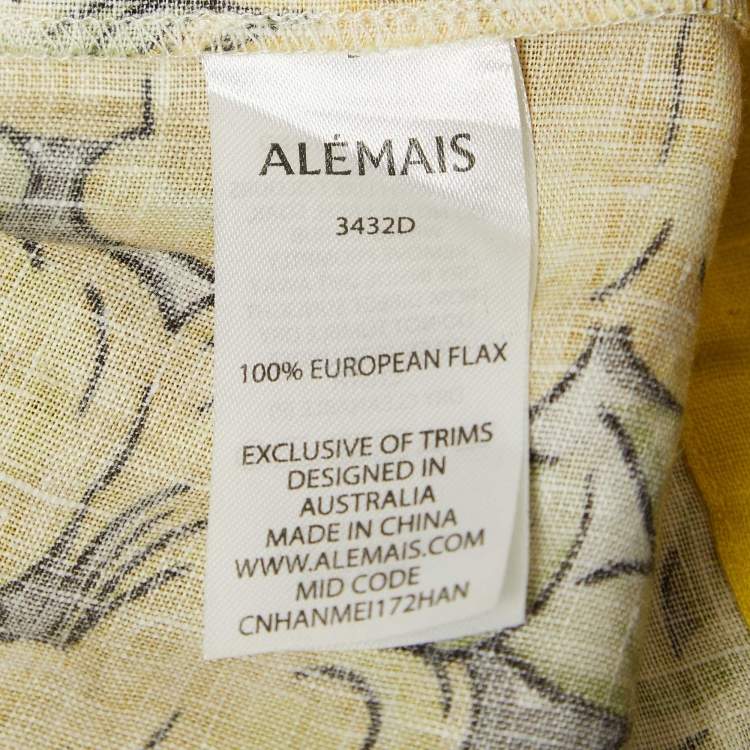 Pre Owned Alemais Yellow Floral Print Linen Gisela Mini Dress S