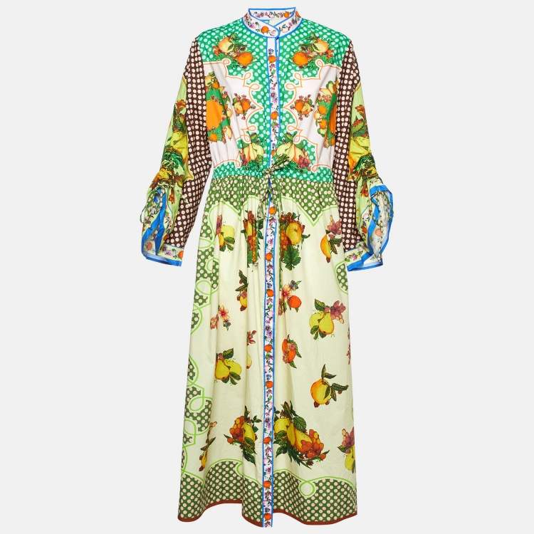 Pre Owned Alemais Multicolor Lemonis Print Cotton Midi Shirt Dress L