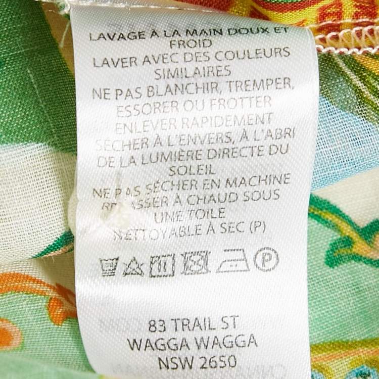 Pre Owned ALEMAIS Multicolor Printed Ramie Pinball Shirt Dress L