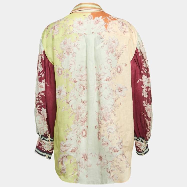 Pre Owned Alemais Multicolor Printed Linen Button Front Shirt M