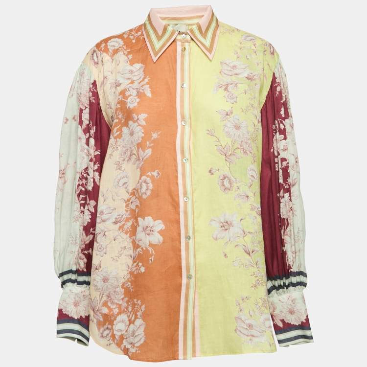 Pre Owned Alemais Multicolor Printed Linen Button Front Shirt M