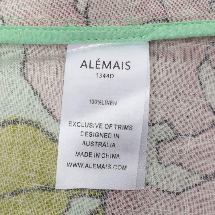 Pre Owned Alemais Green Olivia Floral Print Linen Shirt Maxi Dress M