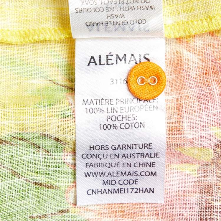 Pre Owned Alemais Multicolor Floral Print Linen Shirt Dress M