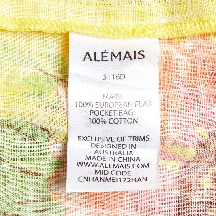 Pre Owned Alemais Multicolor Floral Print Linen Shirt Dress M