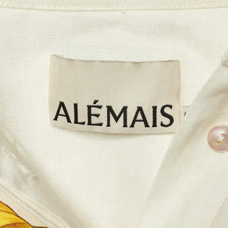 Pre Owned Alemais Multicolor Floral Print Linen Shirt and Trousers Set L