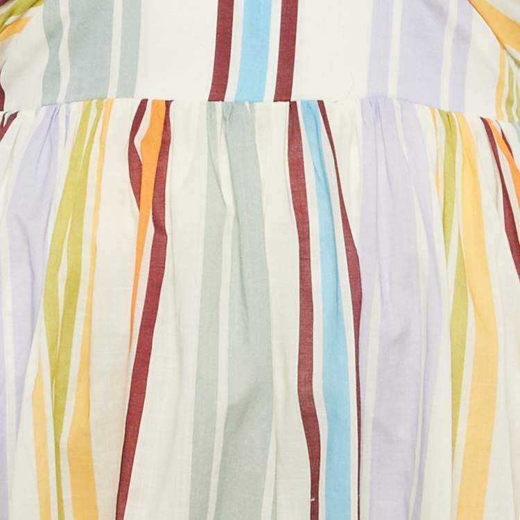 Pre Owned Alemais Multicolor Stripe Print Cotton Halter Neck Mini Axum Dress M