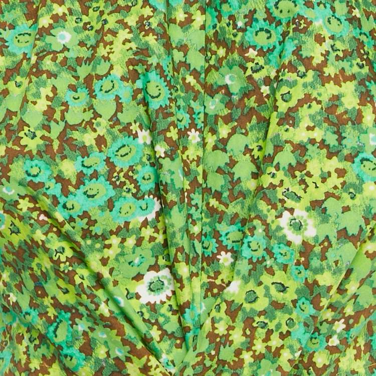 مملوكة مسبقًا Alemais Green Abstract Print Cotton Asymmetric Cut-Out Dress M