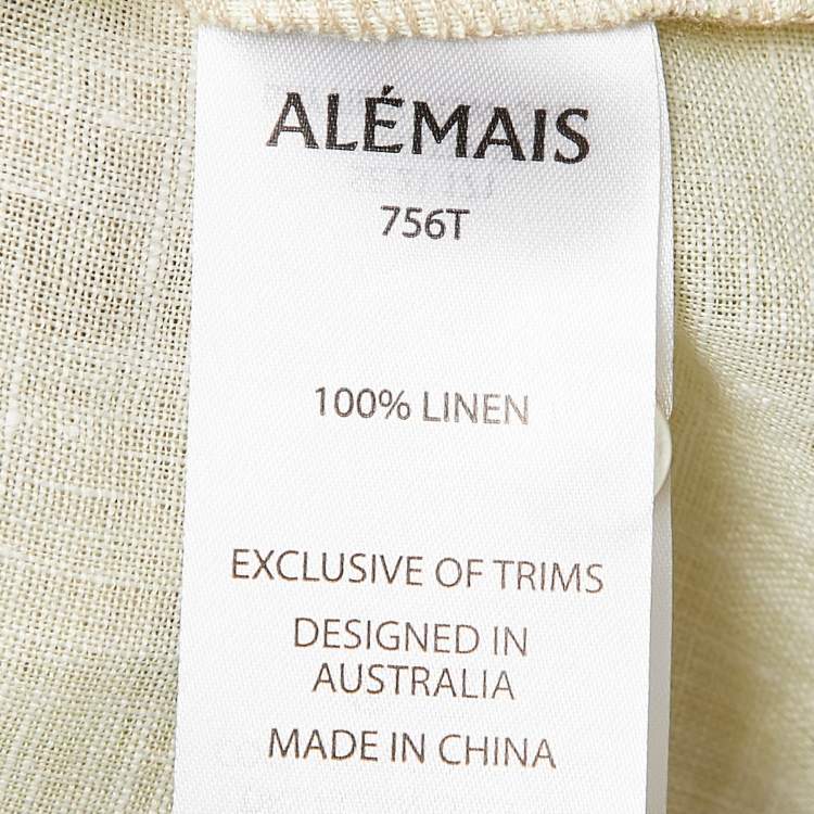 Pre Owned Alemais Yellow/Pink Floral Print Linen Long Sleeve Shirt S