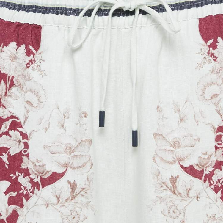 Pre Owned Alemais Blue Floral Print Linen Wide-leg Pants S