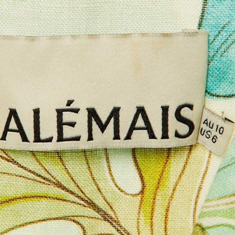 Pre Owned Alemais Multicolor Floral Print Linen Janis Belted Shirt M