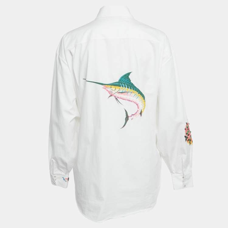 Pre Owned Alemais White Embroidered Cotton Oversized Shirt M