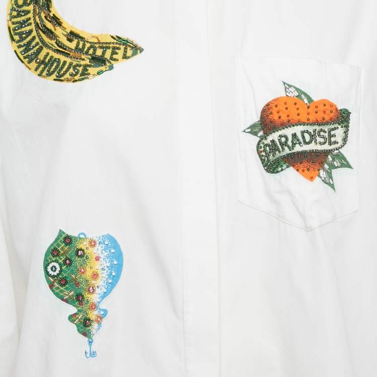 Pre Owned Alemais White Embroidered Cotton Oversized Shirt M