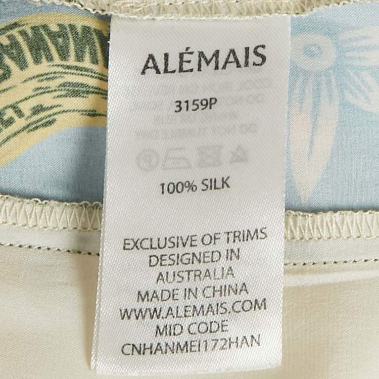 Pre Owned Alemais Multicolor Printed Satin Paradiso Straight Leg Pants M