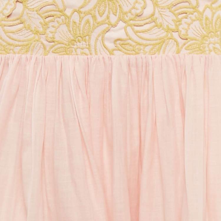 Pre Owned Alemais Pink Floral Embroidered Anthea Maxi Skirt L