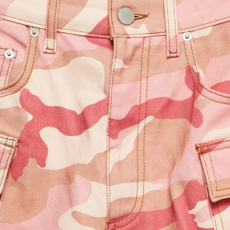 Pre Owned Alessandra Rich Pink Camouflage High-Rise Denim Shorts M