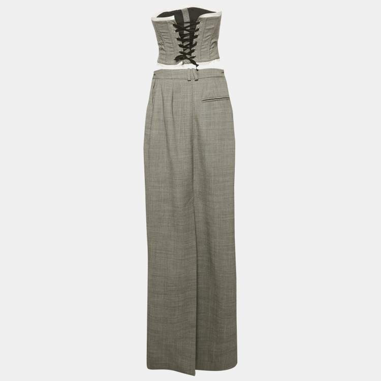 Pre Owned Alessandra Rich Grey Corset Top and Skirt Set XS