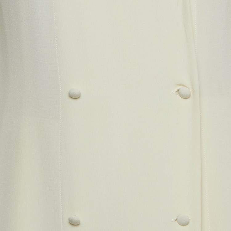 Pre Owned Alessandra Rich Cream Silk Double Breasted Maxi Dress M