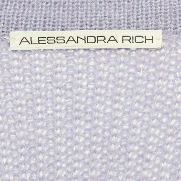 Pre Owned كارديغان أليساندرا ريتش صوفي مخلوط بزخرفة فيونكة بنفسجي مقاس صغير (سمول)