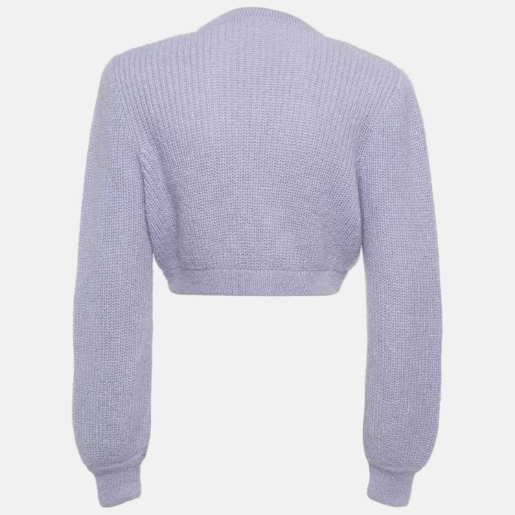 Pre Owned كارديغان أليساندرا ريتش صوفي مخلوط بزخرفة فيونكة بنفسجي مقاس صغير (سمول)