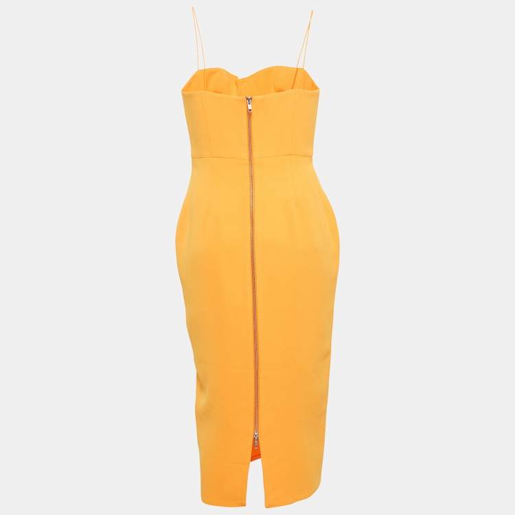 Pre Owned Alex Perry Orange Stretch Crepe Lee Midi Dress M