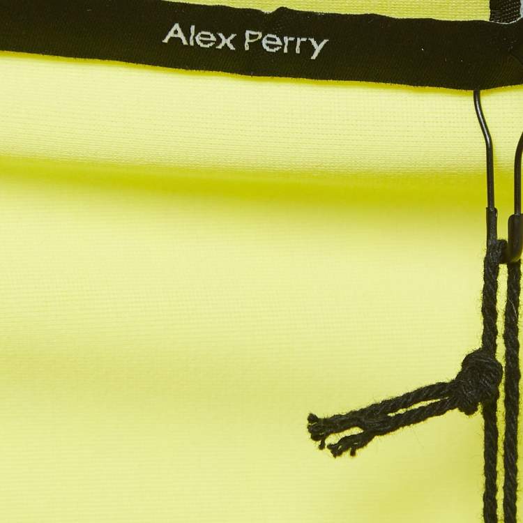Pre Owned Alex Perry Yellow/Lilac Croc Print Jersey Midi Dress L