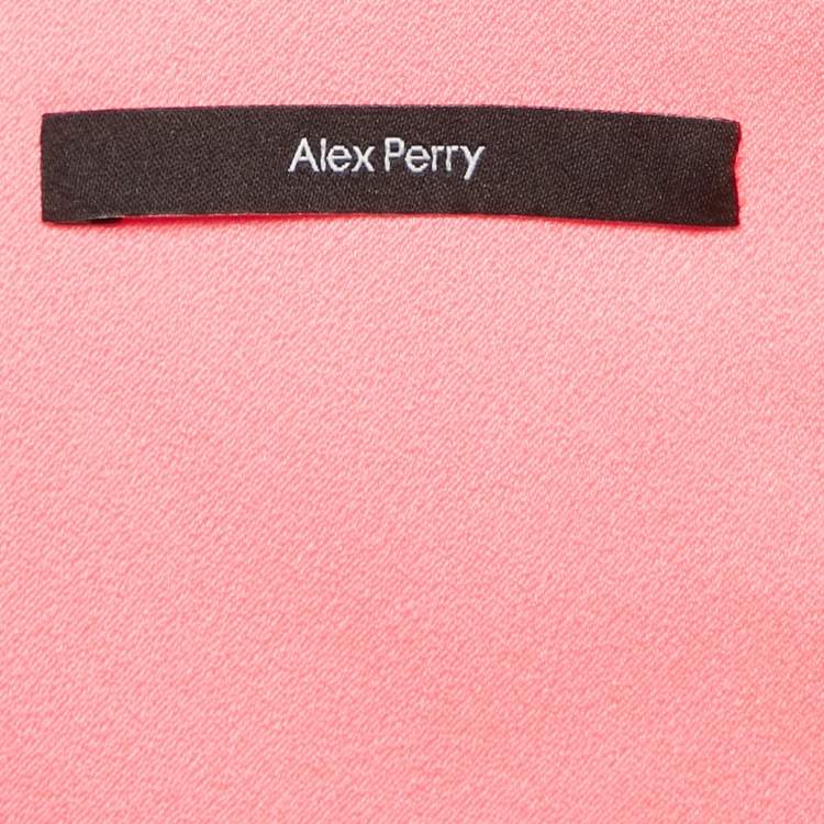 Pre Owned Alex Perry Pink Satin Top and Draped Skirt Set S