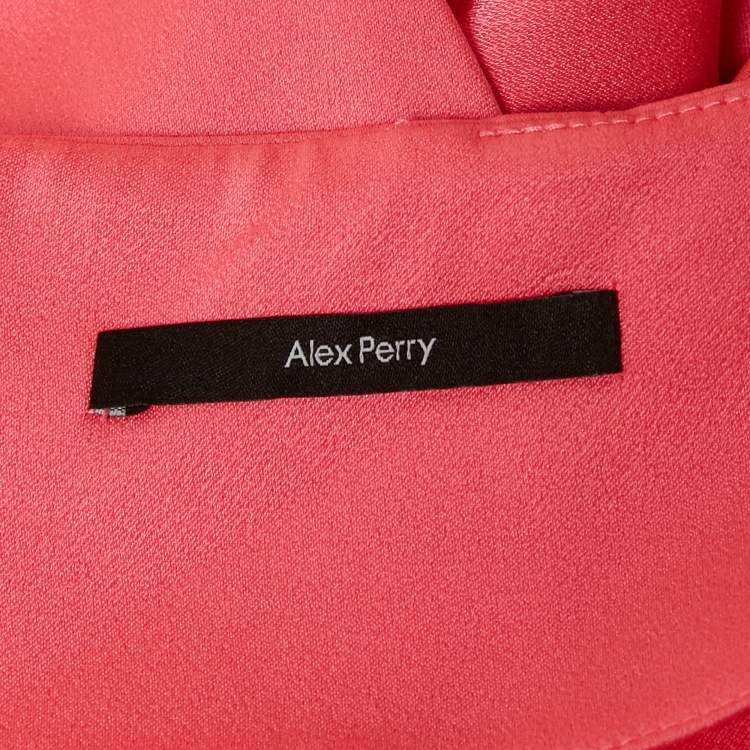Pre Owned Alex Perry Pink Satin Top and Draped Skirt Set S