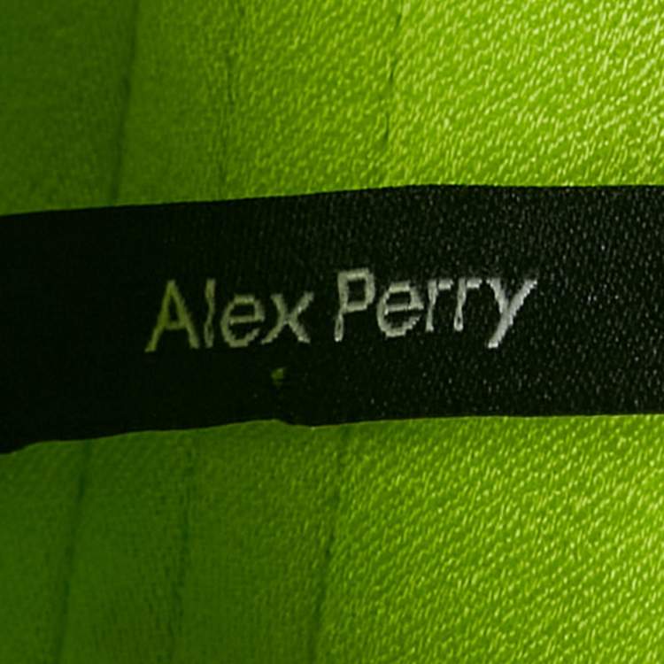 Pre Owned Alex Perry Lime Green Velvet Cut-Out Detail One Shoulder Maxi Dress M