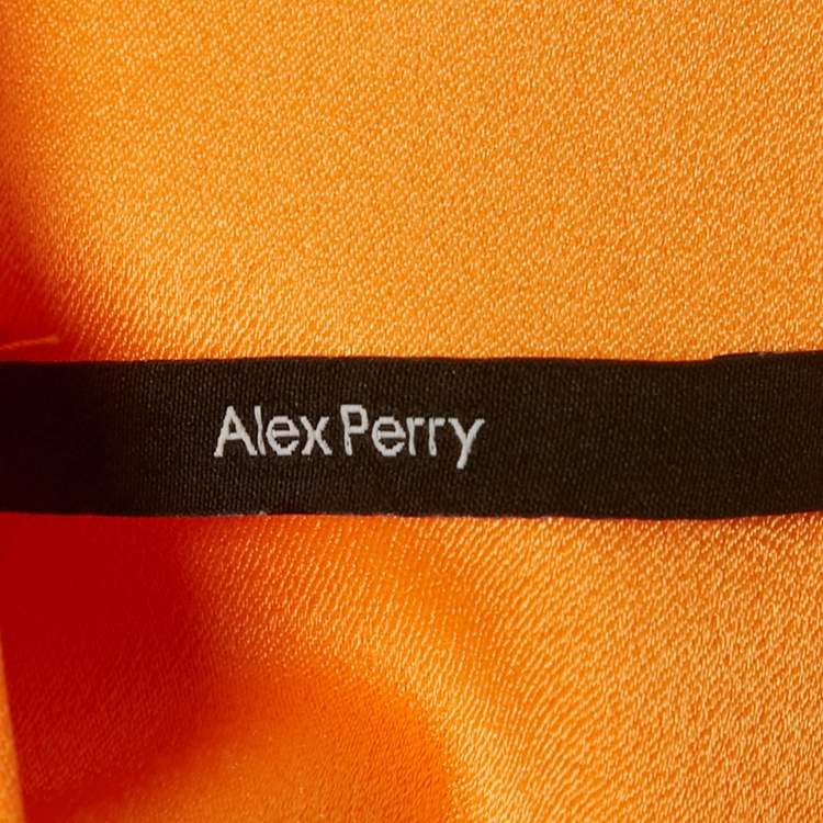 مملوكة مسبقًا Alex Perry Orange Crepe Cape Sleeve Gown M