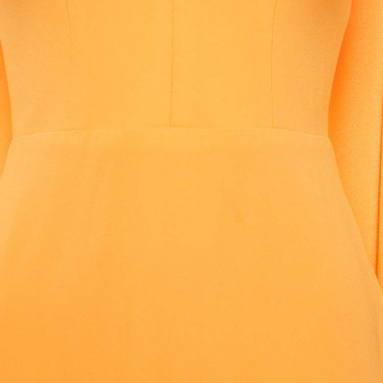 مملوكة مسبقًا Alex Perry Orange Crepe Cape Sleeve Gown M