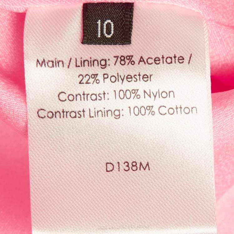 Pre Owned Alex Perry Neon Pink Crepe Strapless Shoulder Drape Crinoline Gown M  