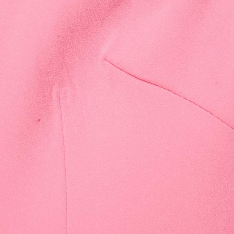 Pre Owned Alex Perry Neon Pink Crepe Strapless Shoulder Drape Crinoline Gown M  