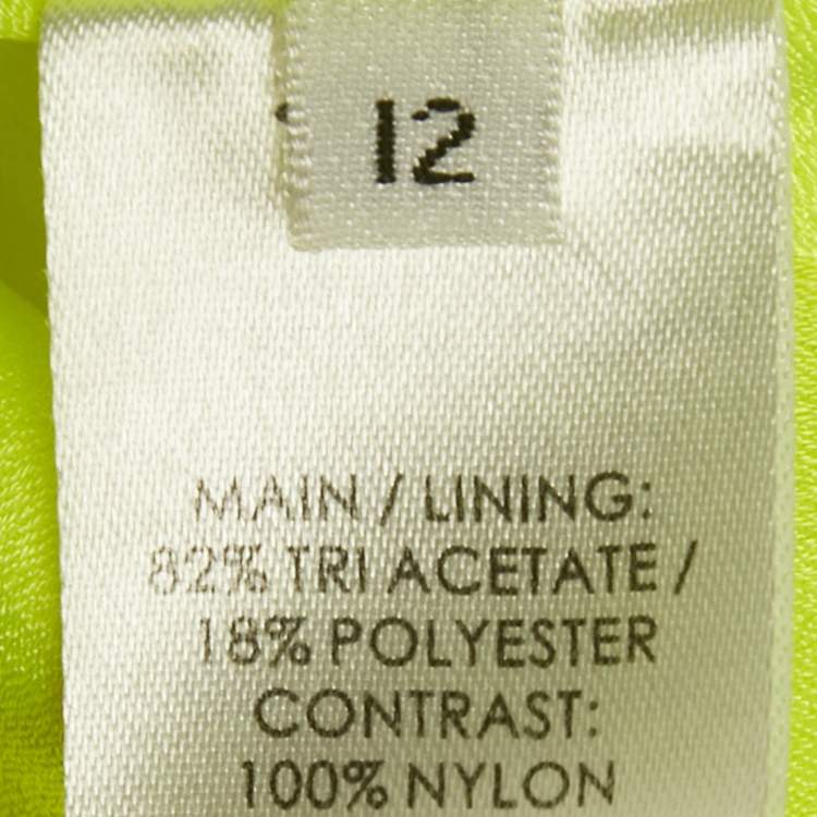 Pre Owned Alex Perry Neon Green Crepe Shoulder Drape Raina Maxi Dress M