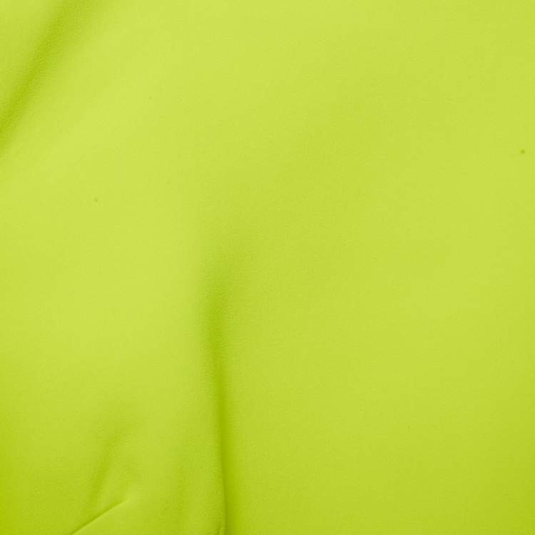 Pre Owned Alex Perry Neon Green Crepe Shoulder Drape Raina Maxi Dress M
