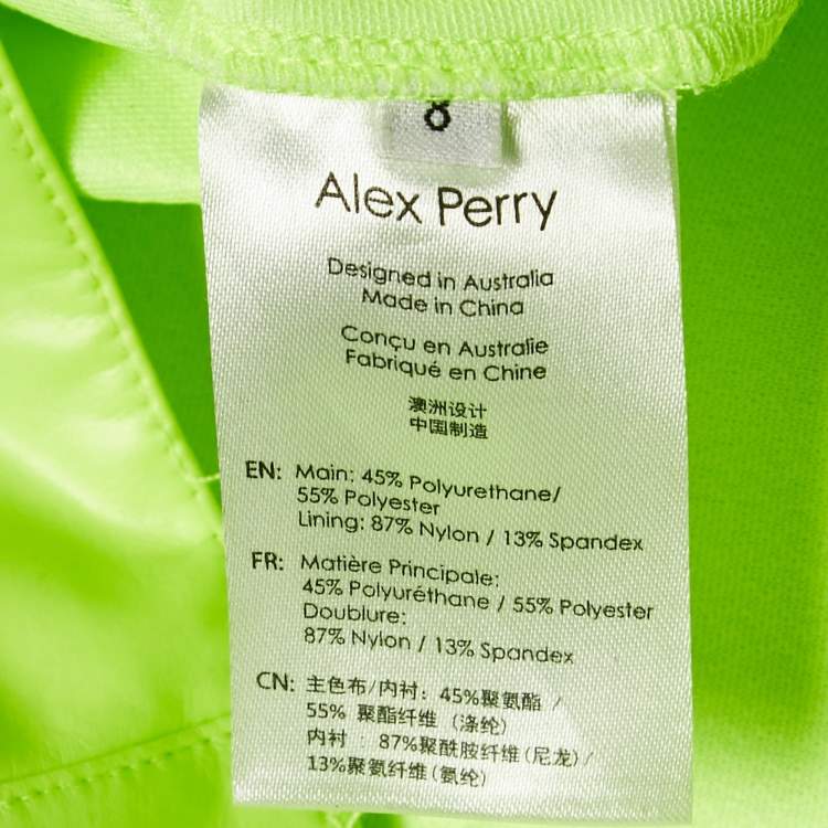 Pre Owned Alex Perry Neon Green Faux Leather Strappy Clay Mini Dress S 