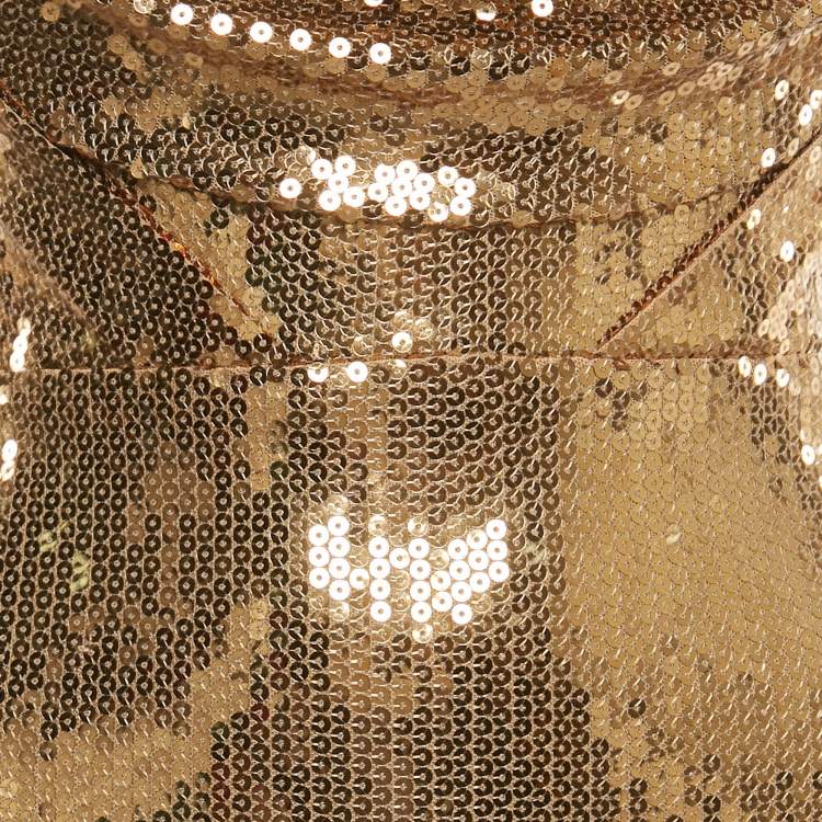 Pre Owned Alex Perry Gold Sequin Corset Mini Dress S