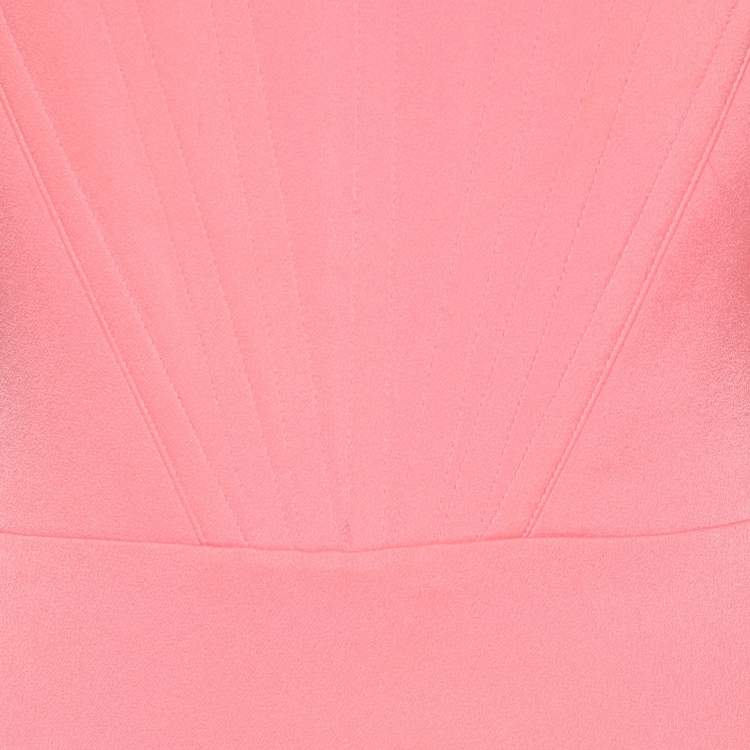 Pre Owned Alex Perry Neon Pink Crepe Strapless Shoulder Gown M