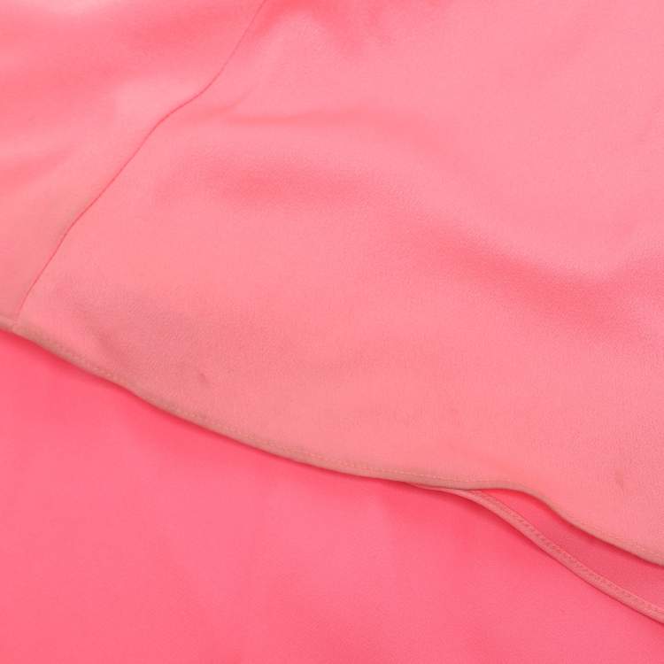 Pre Owned Alex Perry Neon Pink Crepe Strapless Shoulder Gown M