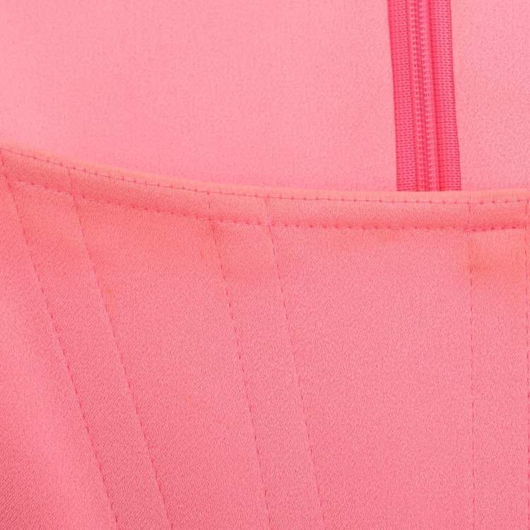 Pre Owned Alex Perry Neon Pink Crepe Strapless Shoulder Gown M