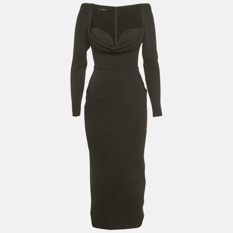 Pre Owned Alex Perry Black Crepe Corin Midi Dress S