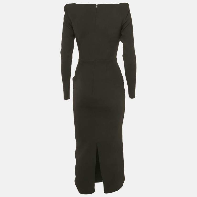 Pre Owned Alex Perry Black Crepe Corin Midi Dress S