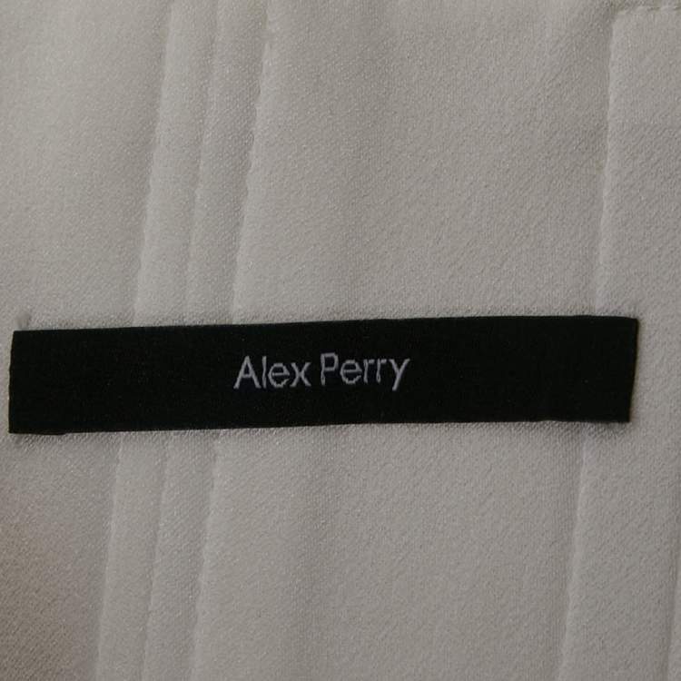 مملوكة مسبقًا Alex Perry White Crepe One Shoulder Drape Detail Gown S