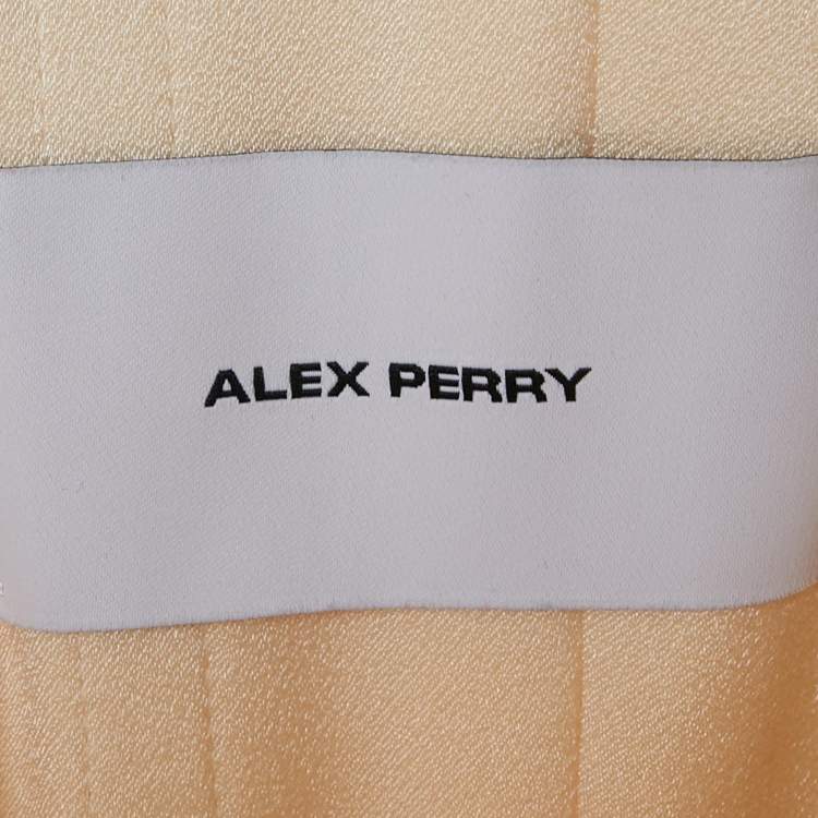 Pre Owned Alex Perry Butter Cream Crepe Strapless Draped Maxi Dress S