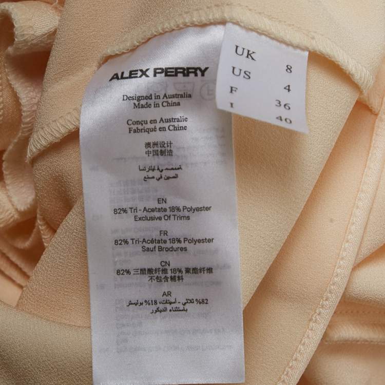 Pre Owned Alex Perry Butter Cream Crepe Strapless Draped Maxi Dress S