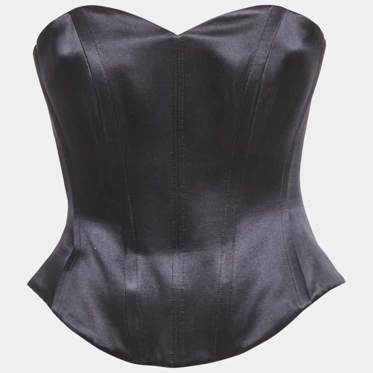 مملوكة مسبقًا Alex Perry Blue Satin Strapless Corset Top XS