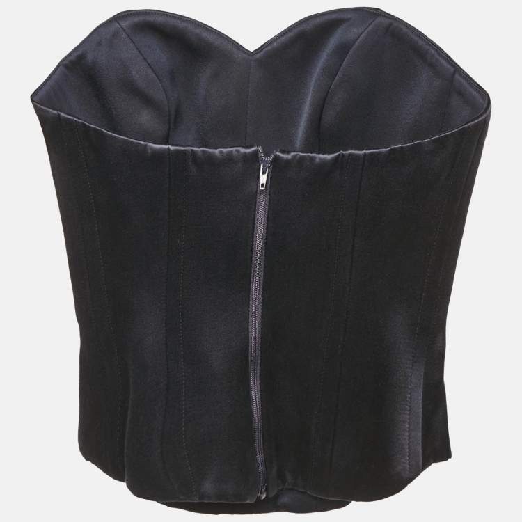 مملوكة مسبقًا Alex Perry Blue Satin Strapless Corset Top XS